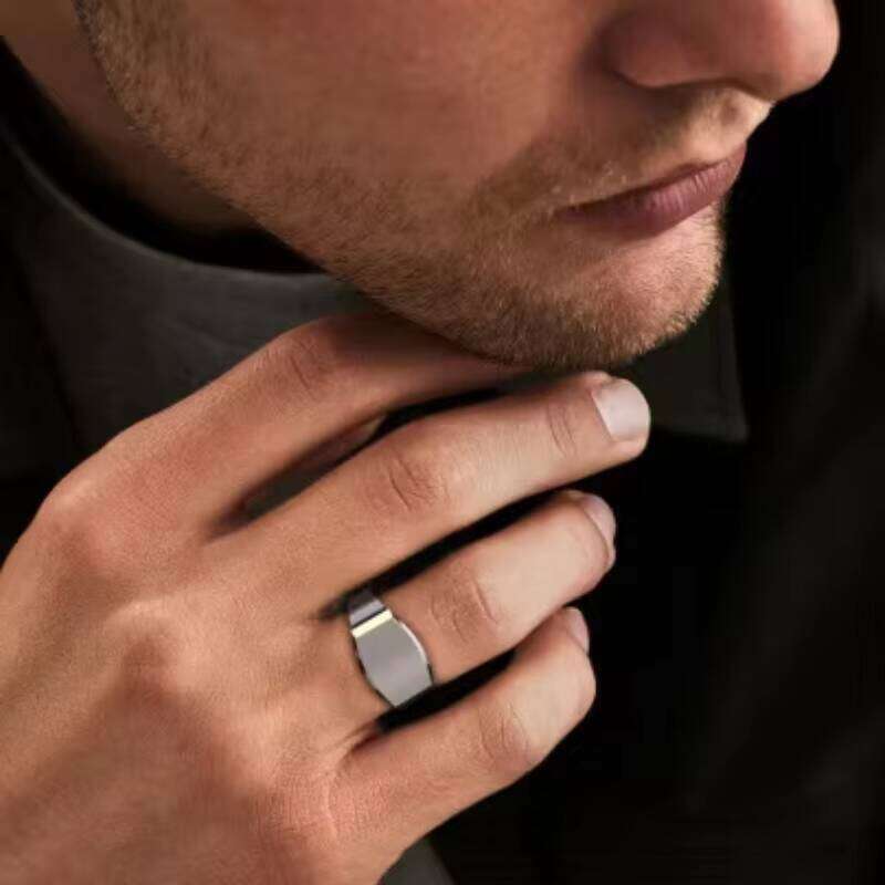 Pure Silver Premium Jewelry Logo Engraving Blank Signet Ring Men's New Arrival