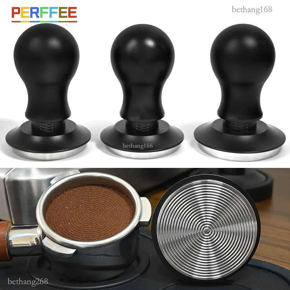 Tamper 58mm Round Handle Coffee Tamper 51mm with Depth indication Ripple Base Calibrated Tamper 54mm Barista Tool 53mm Tampers 240805