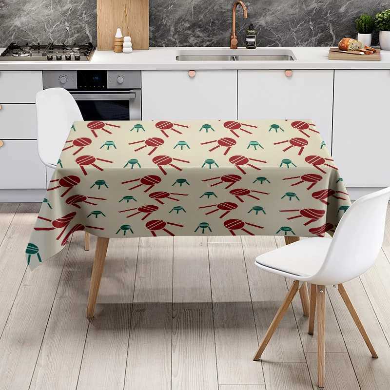 Modern Decorative Tablecloth Set for Dining Room Decoration Food Pattern White Table Cover with Chairs Cover for Kitchen Use C251122