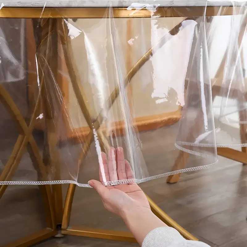 Transparent round plastic tablecloth protective sleeve waterproof and oil proof PEVA tablecloth C251122