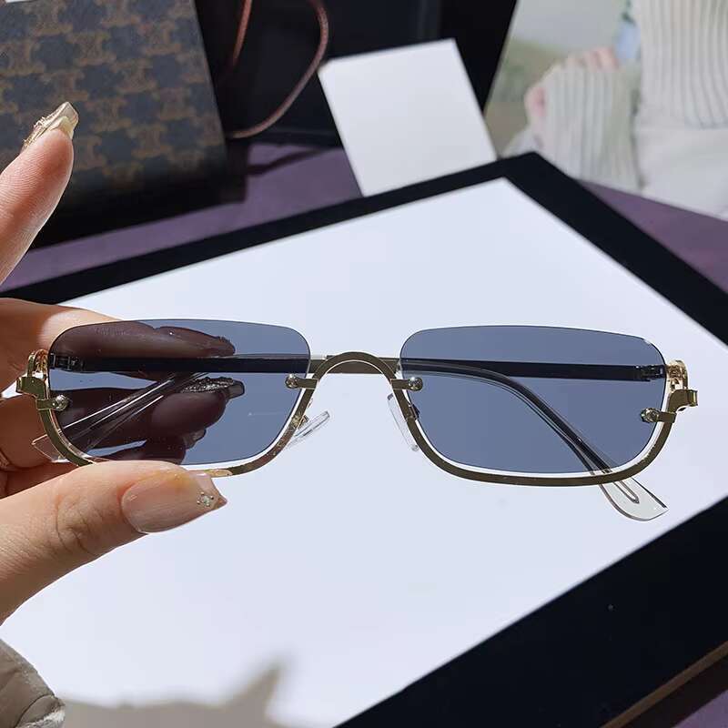 Square Female Trend Half Frame Y2K Metal Sunglasses Women Men 2025 Fashion Sun Unique Glasses