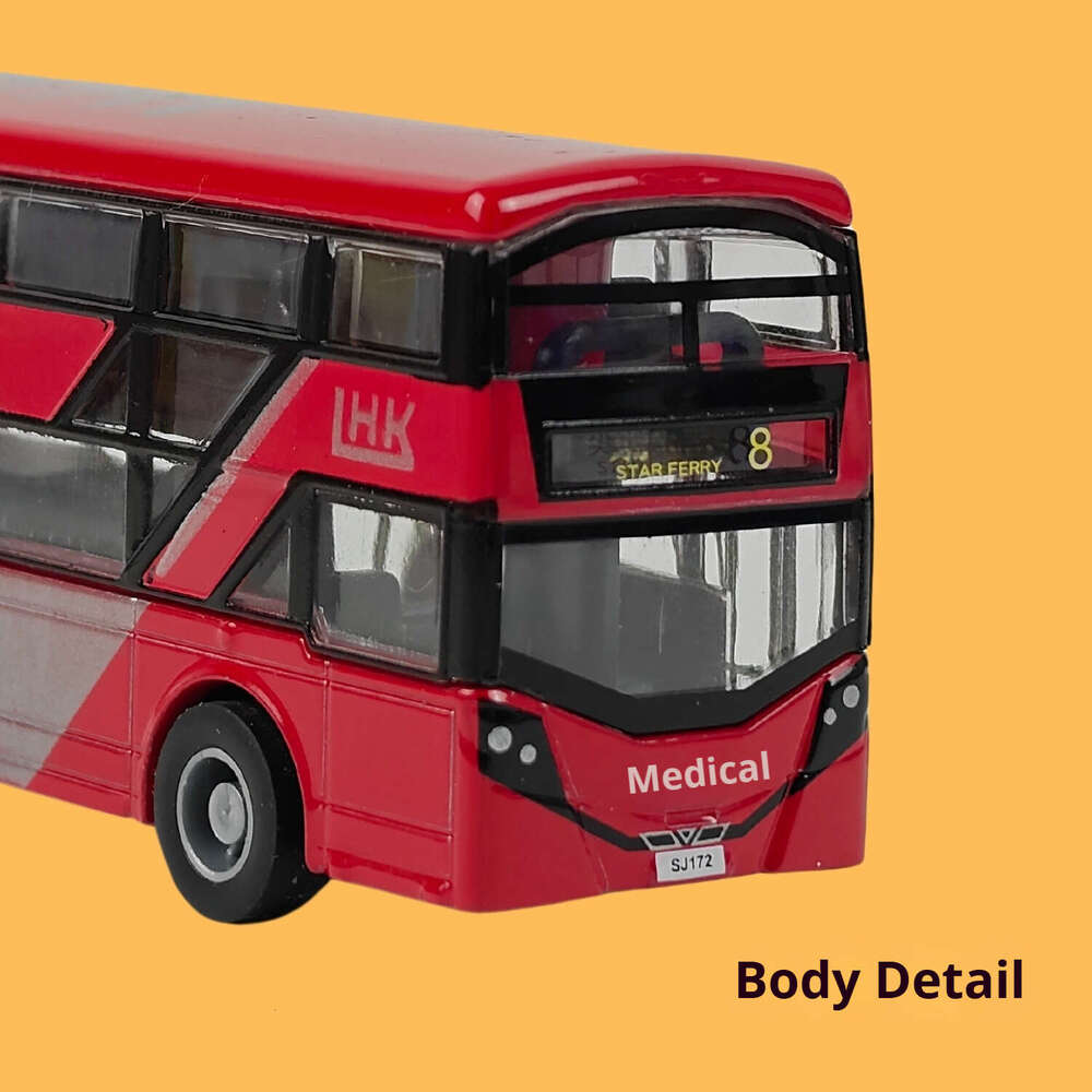 Mini alloy Hong Kong double decker bus, small car, alloy car model, boy's gift, children's toy