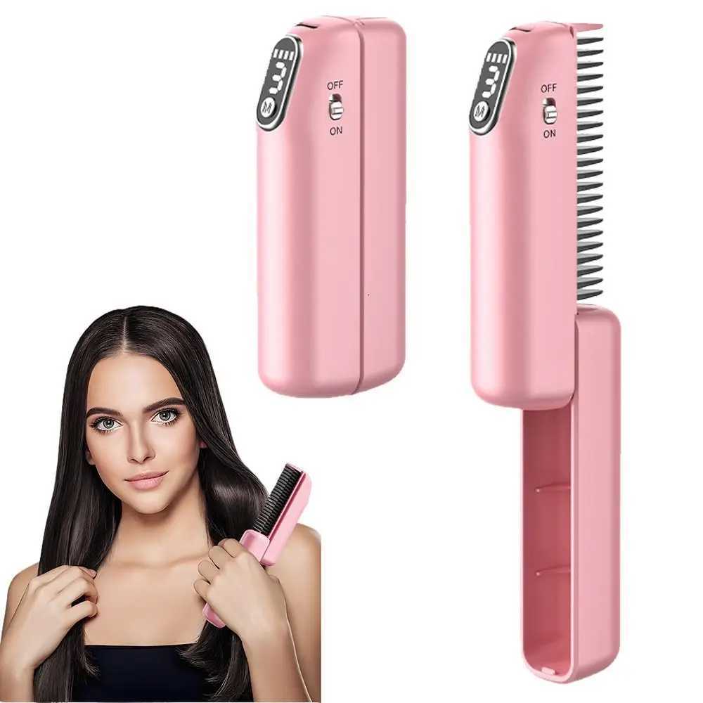 Anti Scald Electric Hair Straightening Comb LED Digital Display Scalable Negative Ion Straighten Brush 3 Modes DetanglingT251122
