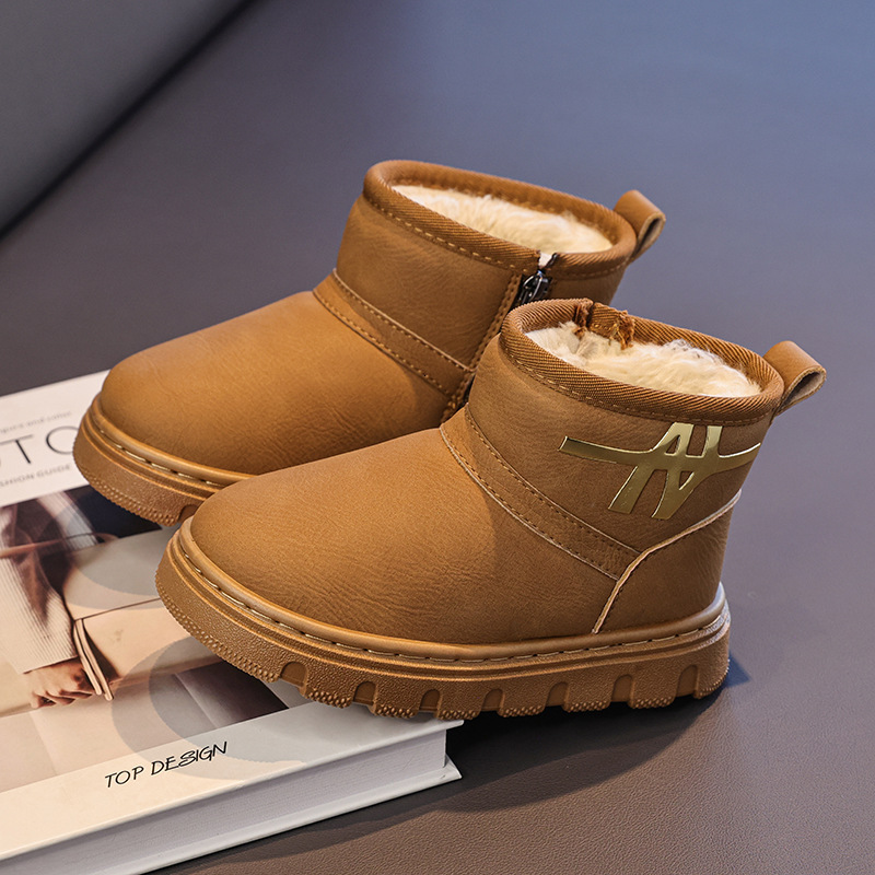 New designer shoes Children s Snow Boots Autumn Winter New Versatile Warm Boys and Girls Cotton Boots Winter Shoes Short Boots Fleece Lined Non Slip F