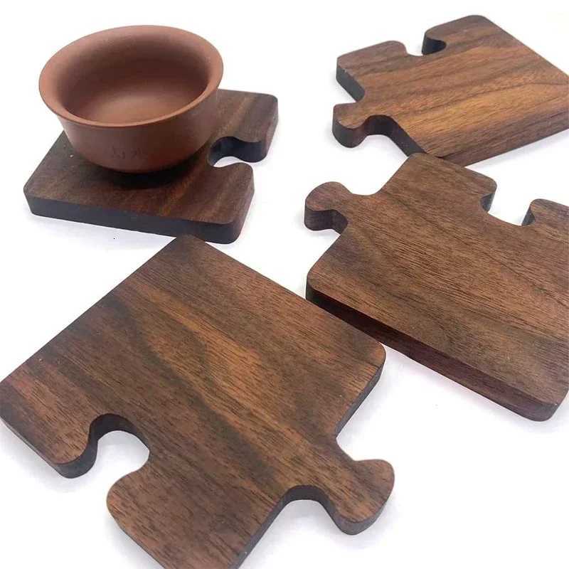 Walnut Coaster Log Coaster Restaurant Decor Solid Wood Heat-resistant Table Top Protection Insulated Wood Jigsaw Coffee Coaster C251122
