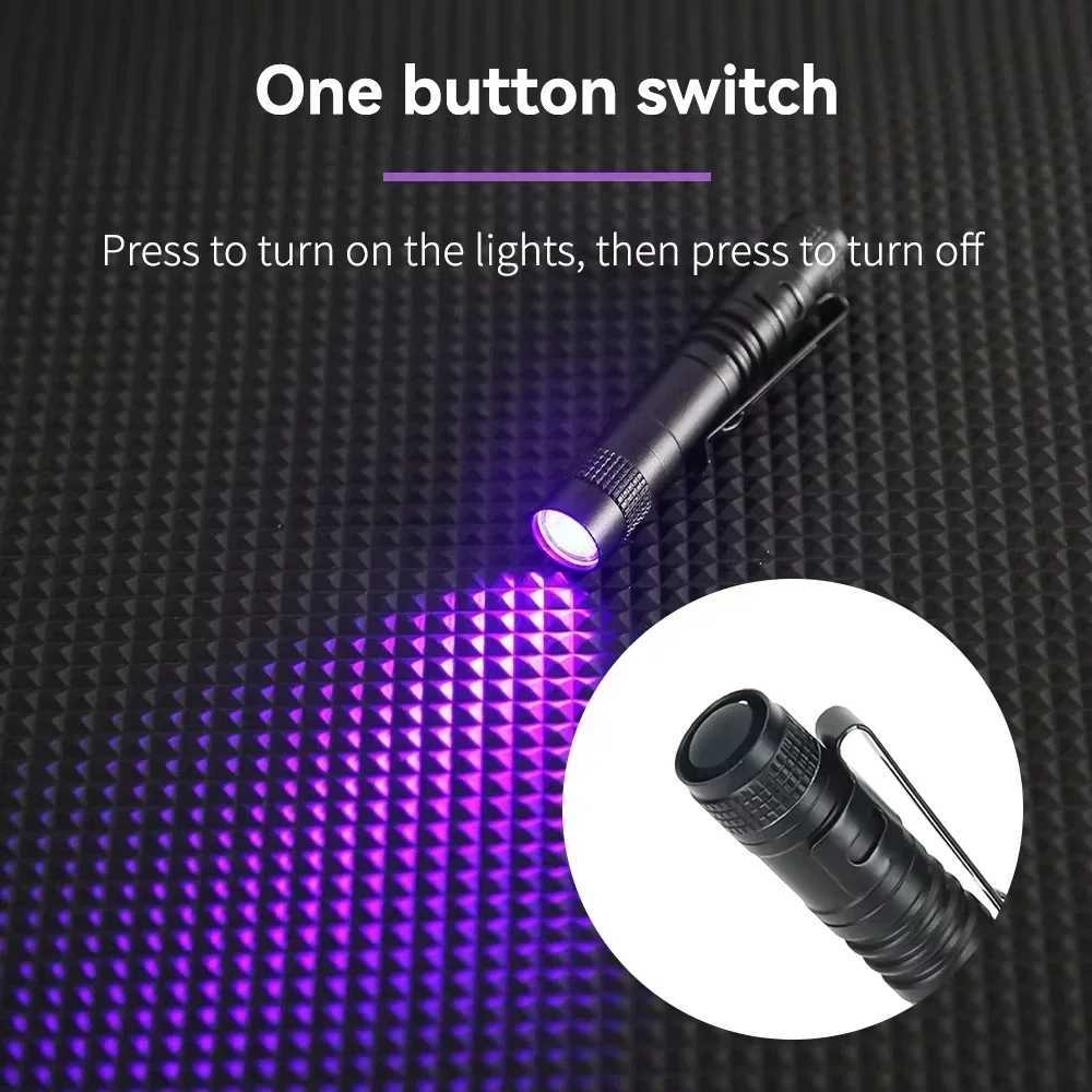 395nm UV Flashlight Ultraviolet LightPet Dog Cat Urine Detector Scorpion FinderPortable UV Lamp w/ Pen Clip Use AAA Batteries C251122