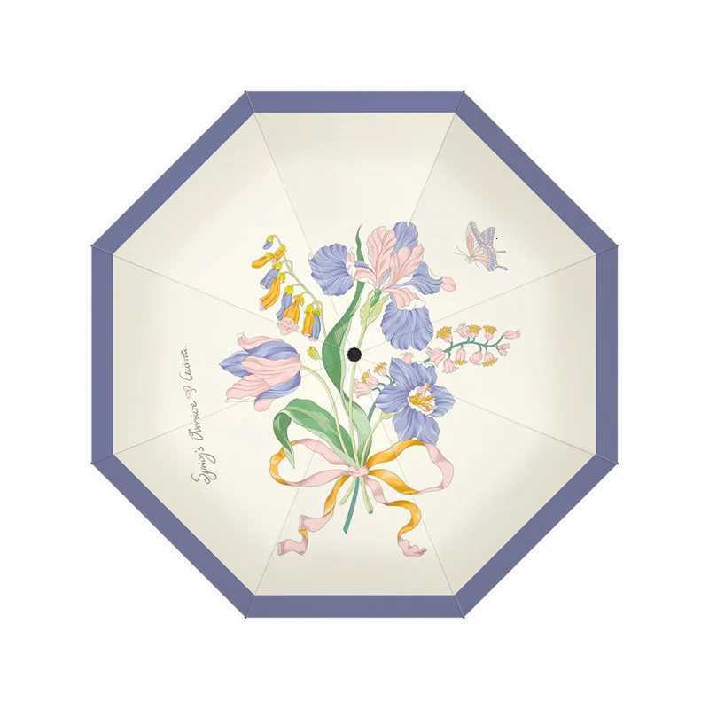 Automatic Folding UV Protection UPF50 Black Pongee Umbrella - Chic All-Weather Sun Rain DesignM251122