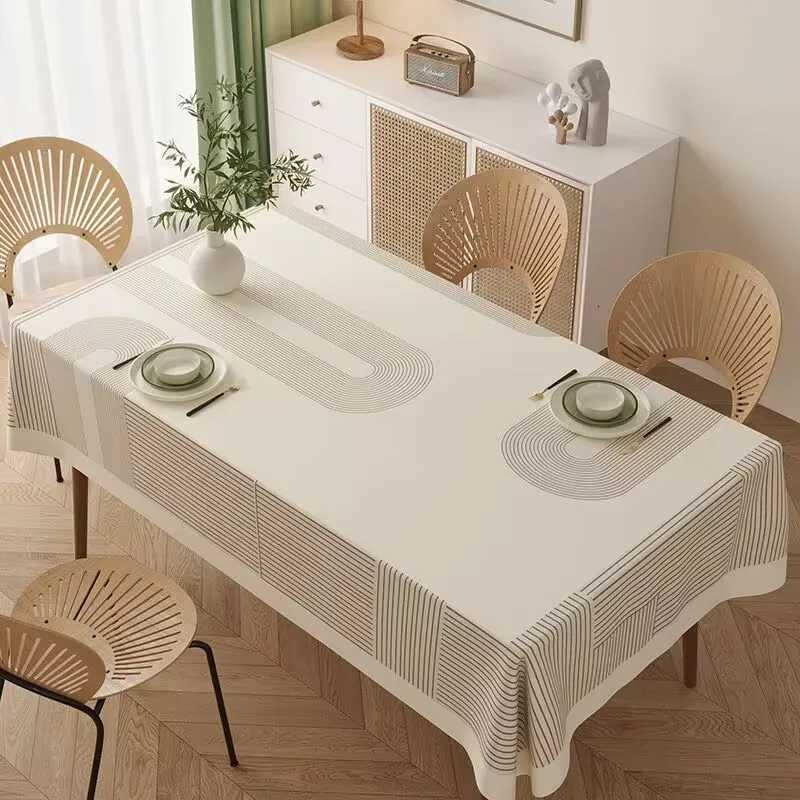 PVC Rectangular Dining Table Tablecloth Oil Resistant Tabletop Protective Cloth Household Plastic High-end Lace Table Cover Mat C251122