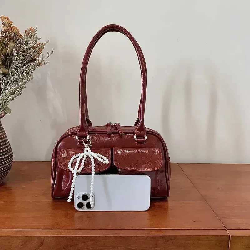 Pu Leather Female ChestBag Burgundy Large Handbags Purse Vintage Women Business Shoulder Bags Simple Ladies Commute Tote BagT251122