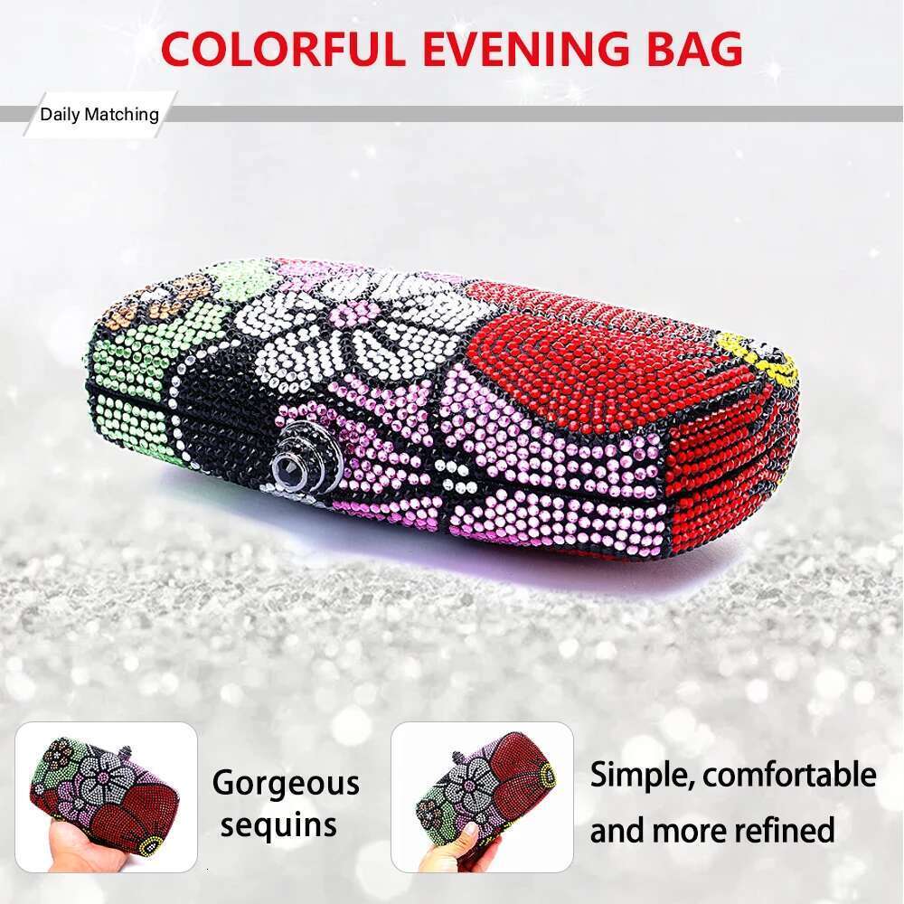 Italy's latest design elegant ladies wedding party dinner gift crystal multi-colored evening clutch b designer bag women bag