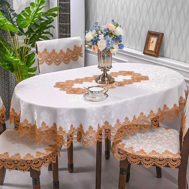 Oval Table Cloth White Embroidered Fold Tea Table Juppe Dining Table Cover Tablecloth Table Home Lace Art Dust Cover Chair Cover C251122