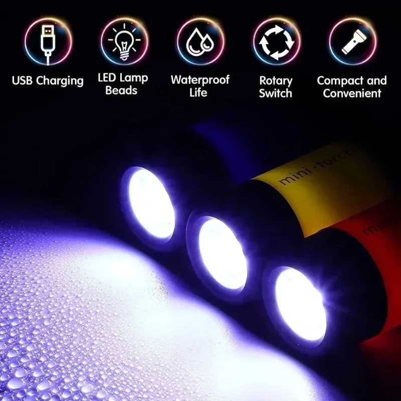 Pocket Keychain Flashlight Waterproof Outdoor Hiking Camping Mini FlashlightUSB Rechargeable LED Multifunctional Strong Light C251122
