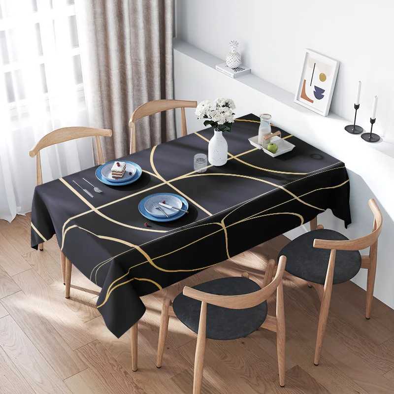 Modern Dining Table Cloth with Elegant Golden Stripes Perfect for Home Decor Festive Meals 128 Characters C251122