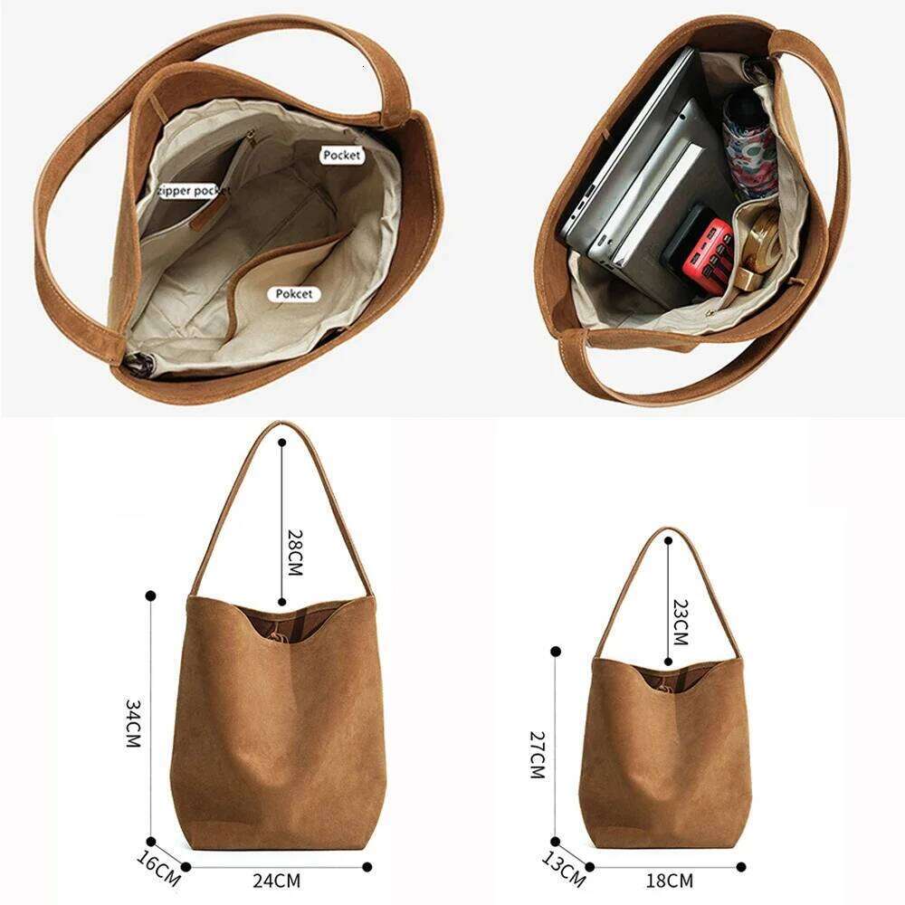 Niche Women's Frosted Leather Shoulder Commuting Large Capacity Totes Bucket Bag