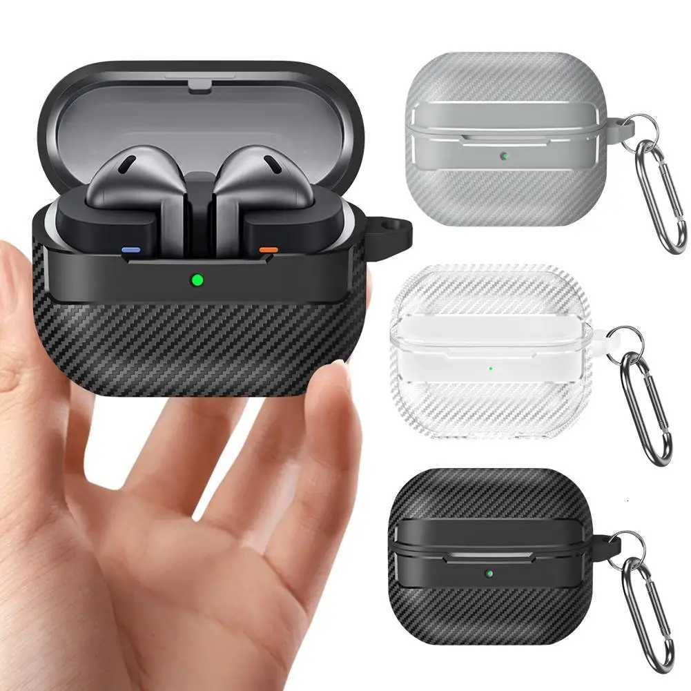 For Galaxy Buds 3 Pro Earphone Case With Climbing Buckle Cover Shockproof Dustproof TPU Carbon Fiber Texture Shell W251122
