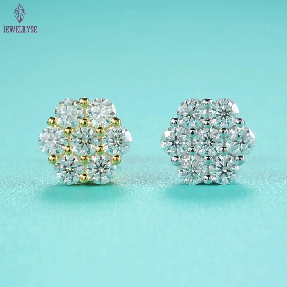 Wholesale Lab Dia Screw Back Sterg Sier wer D vvs Moissanite Iced Out Cluster Stud Earrings For Women