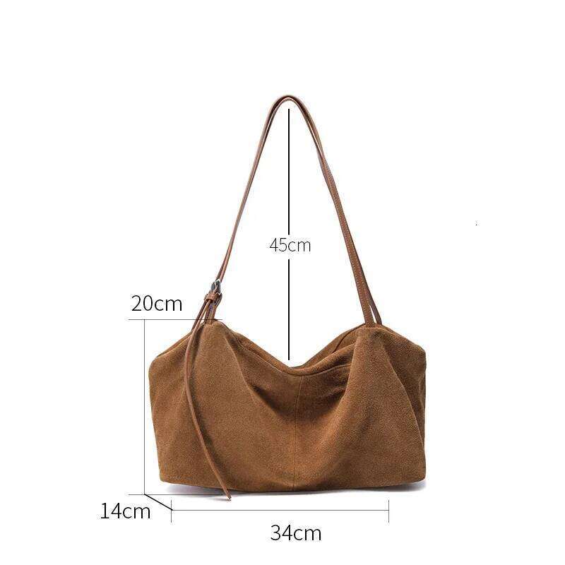 Women's Suede Genuine Leather Shoulder Bags Ladies Soft Cowhide Crossbody Solid Bag Female Design Luxury Lazy Commuter Handbag