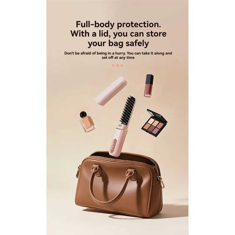 TODAY-BUYPortable Cordless Negative Hot Comb Mini Straightening Brush Hair Straightener For WomenT251122