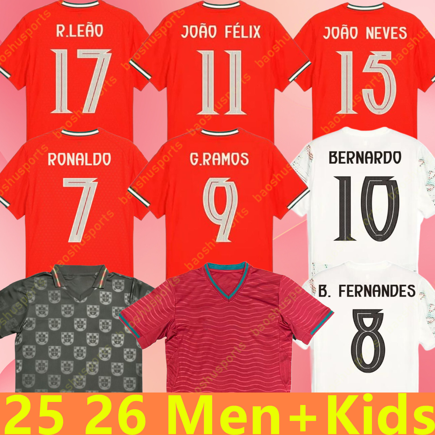 2025 2026 Portuguesa portugal soccer jerseys RUBEN RONALDO PEPE Portugieser 25 26 Portuguese football shirt Men Kids kit sets World Cup team Portugals tops thailand