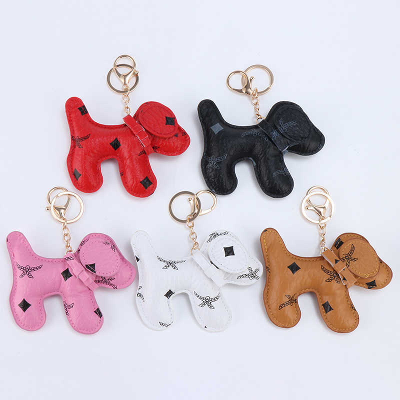 Creative puppy keychain leather pendant imitation leather cute dog keychain multi-color bag pendant