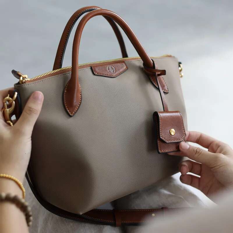 Women S Crossbody Female Handbag Nylon With Genuine Leather Shoulder Bag Large Capacity Tote For Work Bag