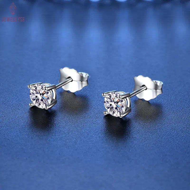 GRA 100% Real Sterling Silver With Certificates Moissanite 6 prong Diamond Earrings D Color Stud For Women Top Quality Wedding Jewelry