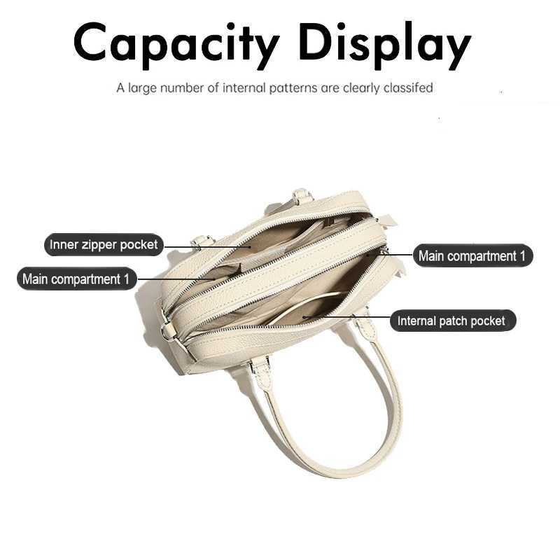 2025 New Womens Mini Casual Single Shoulder Crossbody Ladies Fashion Versatile Genuine Leather Boston Handbag Girls Pillow BagT251122