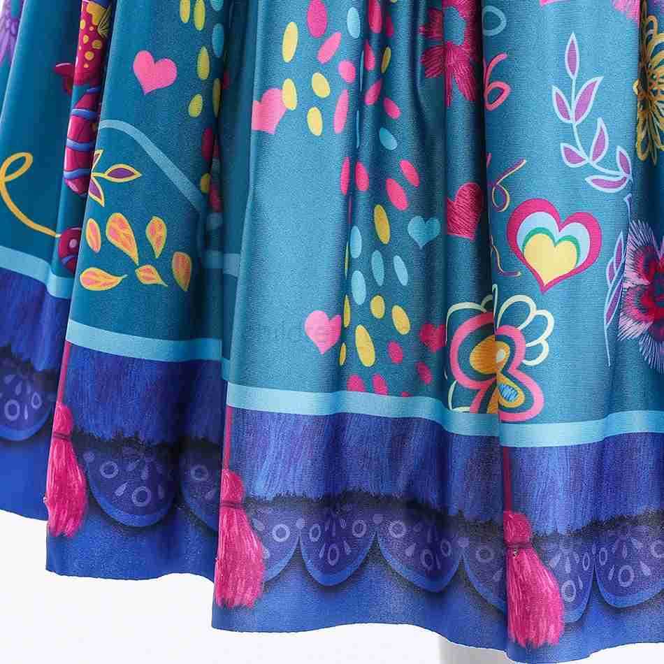 Disney Girl Princess Costume Children Encanto Halloween Swinging Flared Clothes Children Printing Mirabel Cartoon Fantasy Role Playing Dress 3-12Y W20