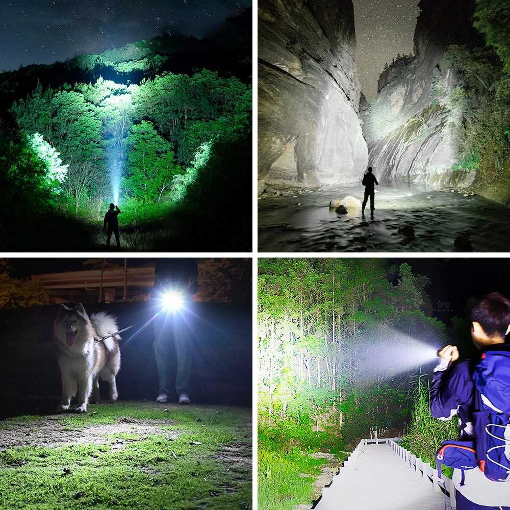 High Power Rechargeable LED Flashlight Portable Torch Waterproof Flashlights Power Display Outdoor Camping Hiking Fishing Light C251122