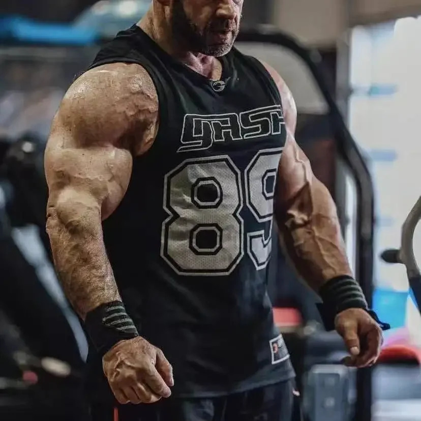 2025 GASP Muscle Fitness Short Sleeved Men Basketball Vest American 3D Print Quick Drying Breathable Sports Waistcoat Summer 250421