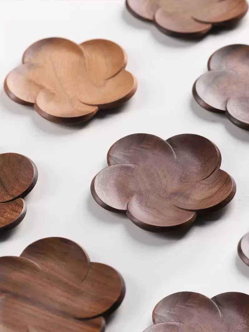 Black Walnut Lotus Root Slices Solid Wood Coaster Creative Mark Insulation Pad Anti Scalding Wooden Teacup Pad C251122