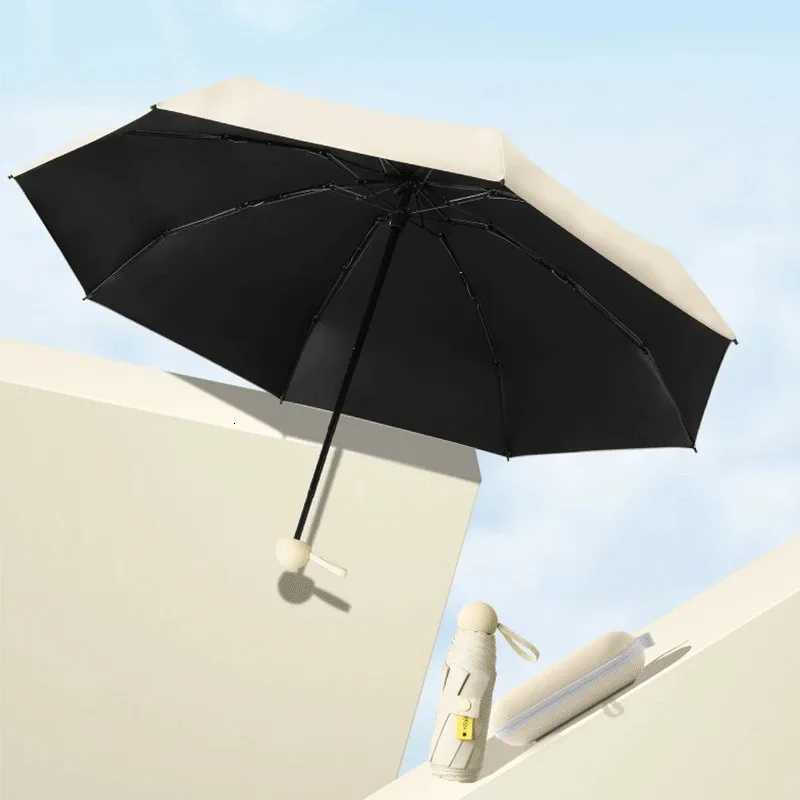 1PC Solid Color Capsule Umbrella - Small Portable Dual Use Sunshade And Rain Protection for WomenM251122