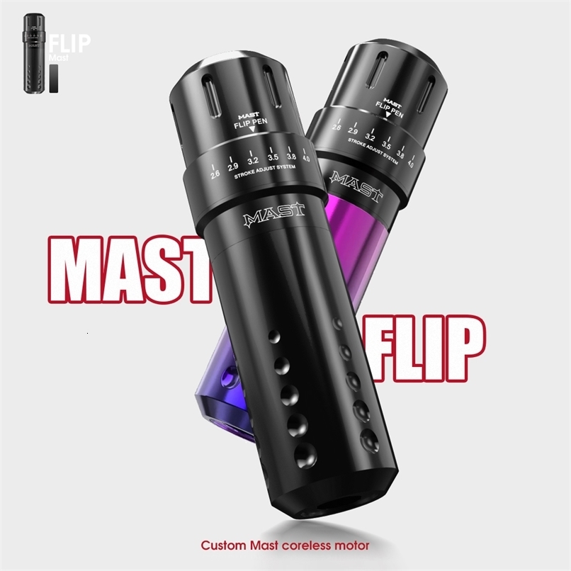 Mast Flip 6 Types Adjustable Stroke Rotary Tattoo Machine RCA Interface Coreless Motor Tattoo Gun Permanent Makeup Tattoo Supply 250422