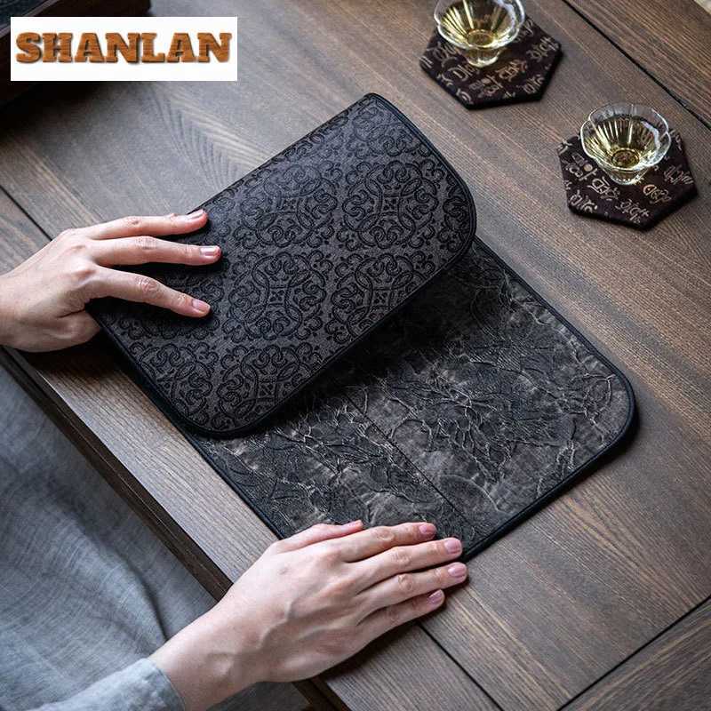 Fragrant Cloud Gauze Frozen Plum Blossom Tea Table Mats Luxury Tea Flag Drink Coaster Household Dinner Table Cloth Mat For Tea C251122