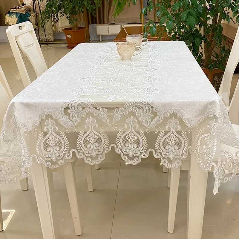 Luxury Lace Tablecloth for Living Room Bedroom Cover Table Party Table Cloth American White Embroider Table Decoration C251122