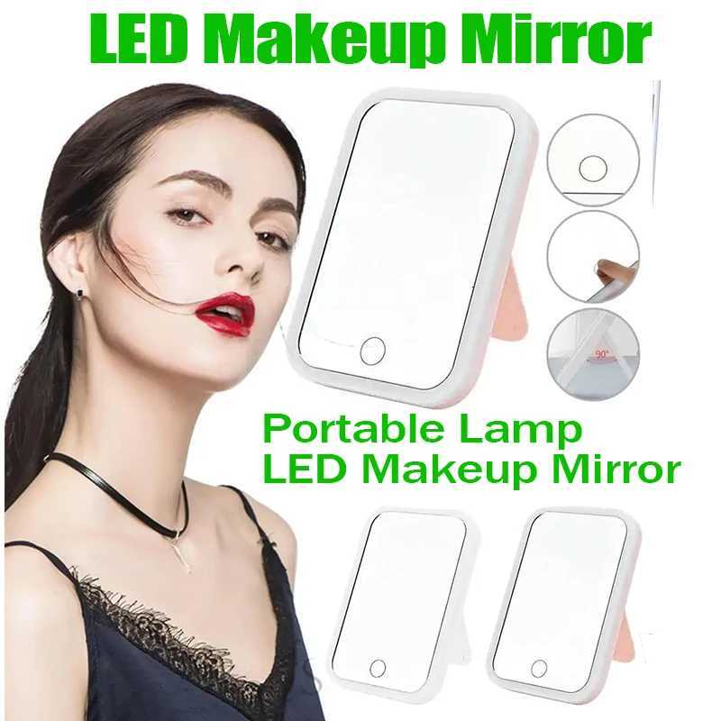 LED Makeup Mirror with LED Light Touch Screen Portable Standing Folding Vanity Mirroir Adjustable White Pink Household Dormitory M251122