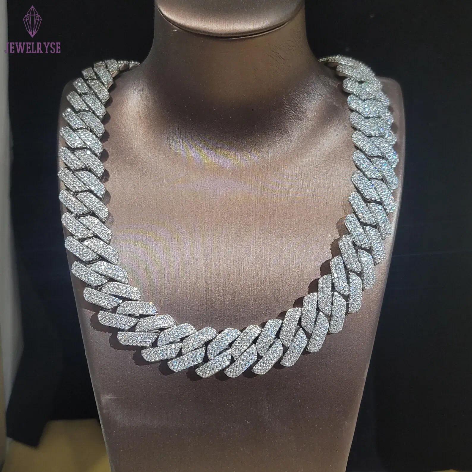 cuban link chain moissanite chain customized Cuban chain customization iced out chains for men Certificated Vvs moissanite chain bracelet designer jew