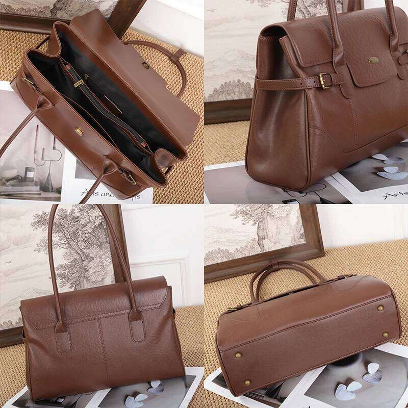 Women's Top-grain Underarm Bag Ladies Luxury Designer Genuine leather Handbags Large Capacity Commuting Tote Bags