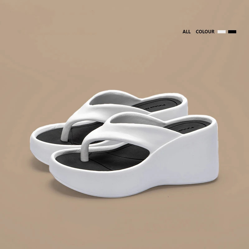 Womens Clip Toe Wedge Flip Flops Summer Chunky Platform Beach Sandals Woman Thick Sole High Heeled Eva Slippers Slides 250614