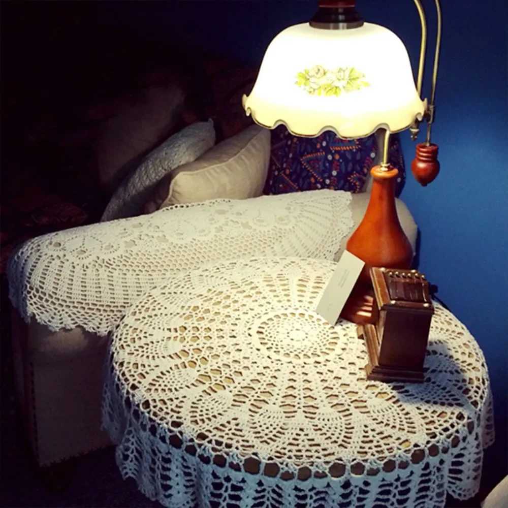 Round Handmade Crochet Openwork Tablecloth Cotton Lace Mat Placemat Vintage Tablecloth Home Decoration 70/80/90cm C251122