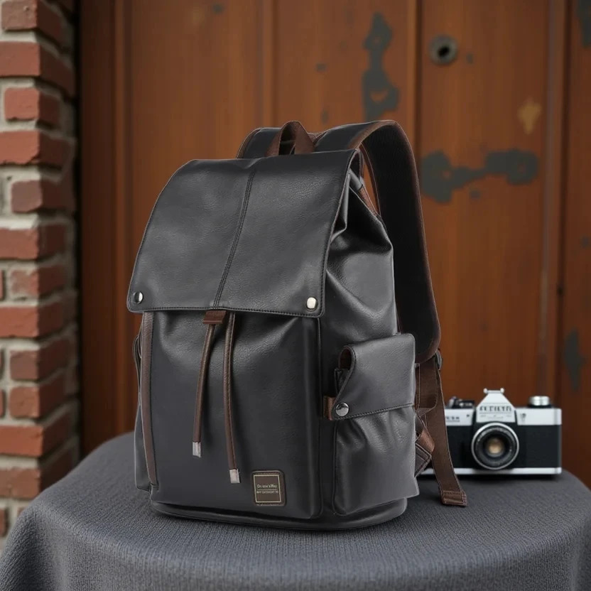 Leather Men Backpack Vintage 156 inch Laptop Daypack Waterproof Durable Travel Knapsack College Rucksack 251111