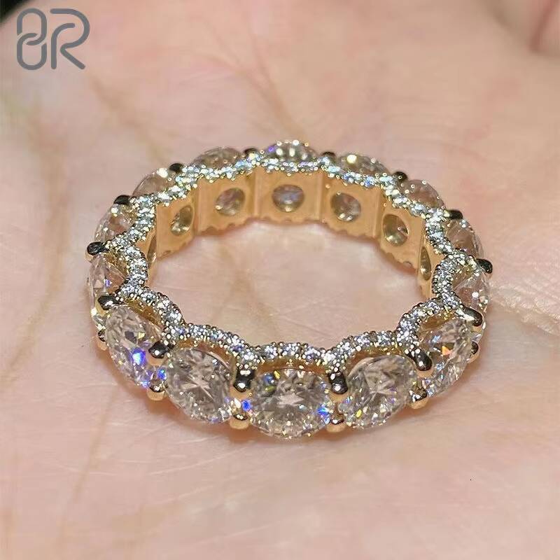 10k 14k 18k Solid Gold Moissanite Engagement Hoop Rings Charm Classic Ice Out Tennis Chain Solid Gold VVS Wedding Rings Women