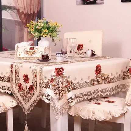 Europe Luxury Embroidered Tablecloth Table Dining Table Cover Table Cloth Wedding Flower Chair Cover Textile Table Decoration C251122
