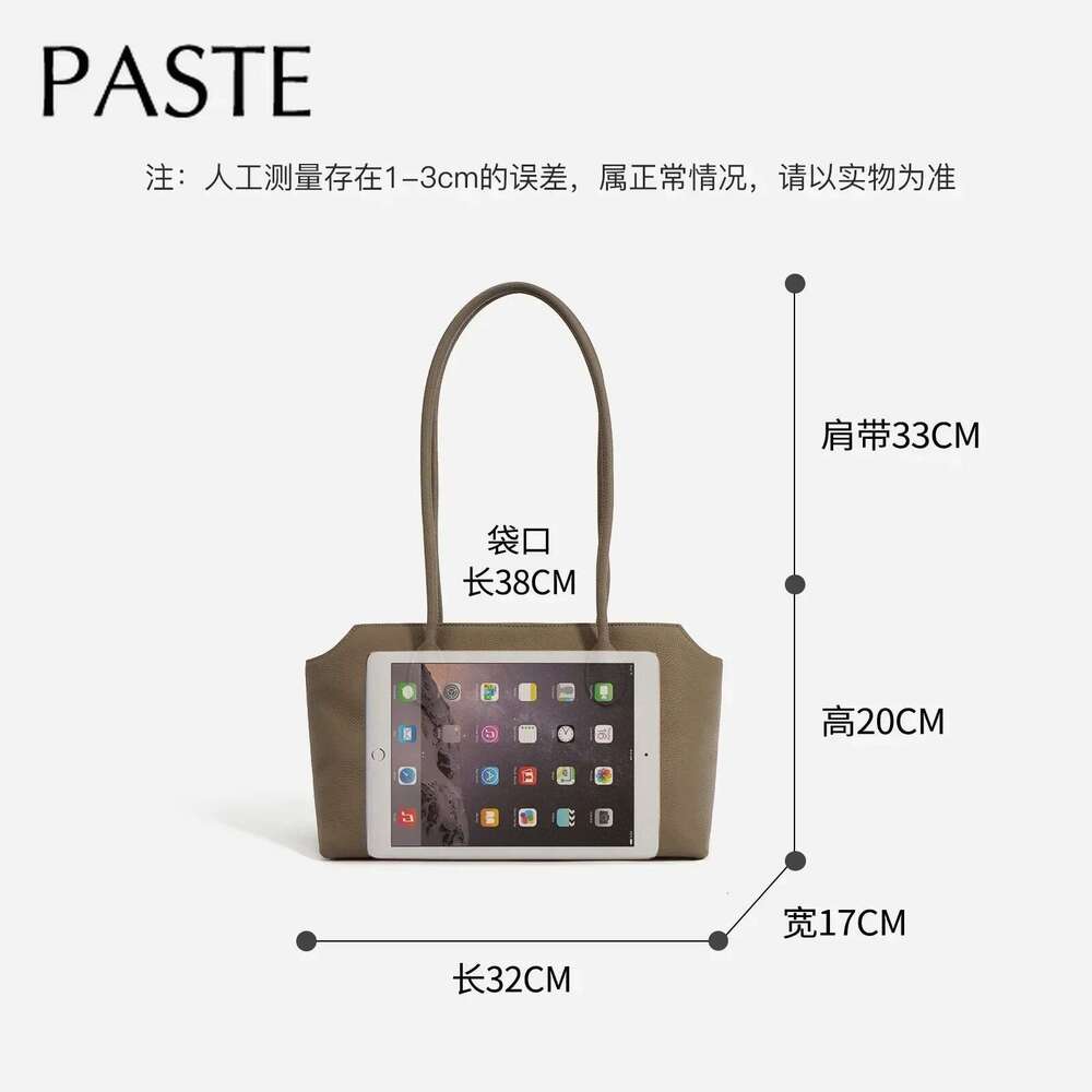 New Brand Designer No Long Handle Tote Grey Simple Genuine Leather Women Handbag Large Commuter Female Armpit Shoulder Bag Bag