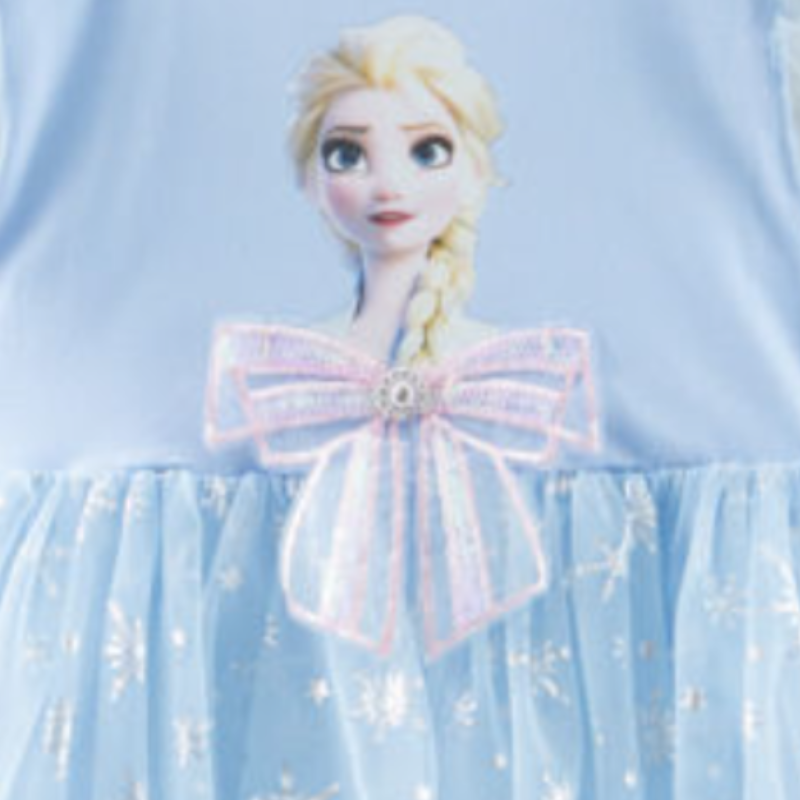 DISNEY Kids designer short-sleeved dress baby girls spring and summer children's clothing Elsa princess dress sweet and fluffy dress children chi