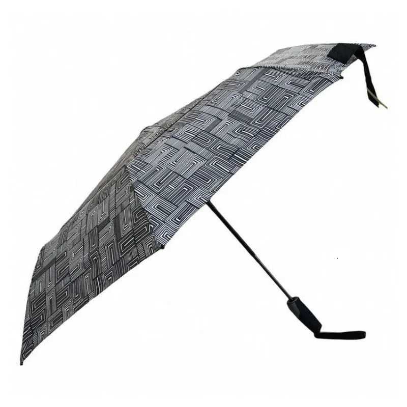 High-end Fully Automatic Self-opening And Closing Three-fold Umbrella With Blue Stripes For Men And Women Car Gift UmbrellaM251122
