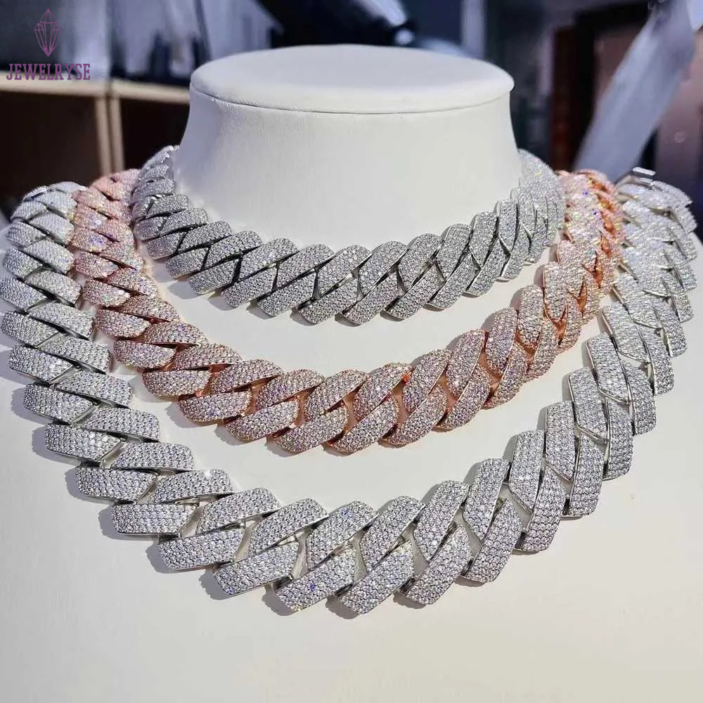 moissanite chain Cuban Link Chain Custom chain Pendant Necklaces Pass Diamond Test Vvs Moissanite Diamond Hip Hop Men Jewelry