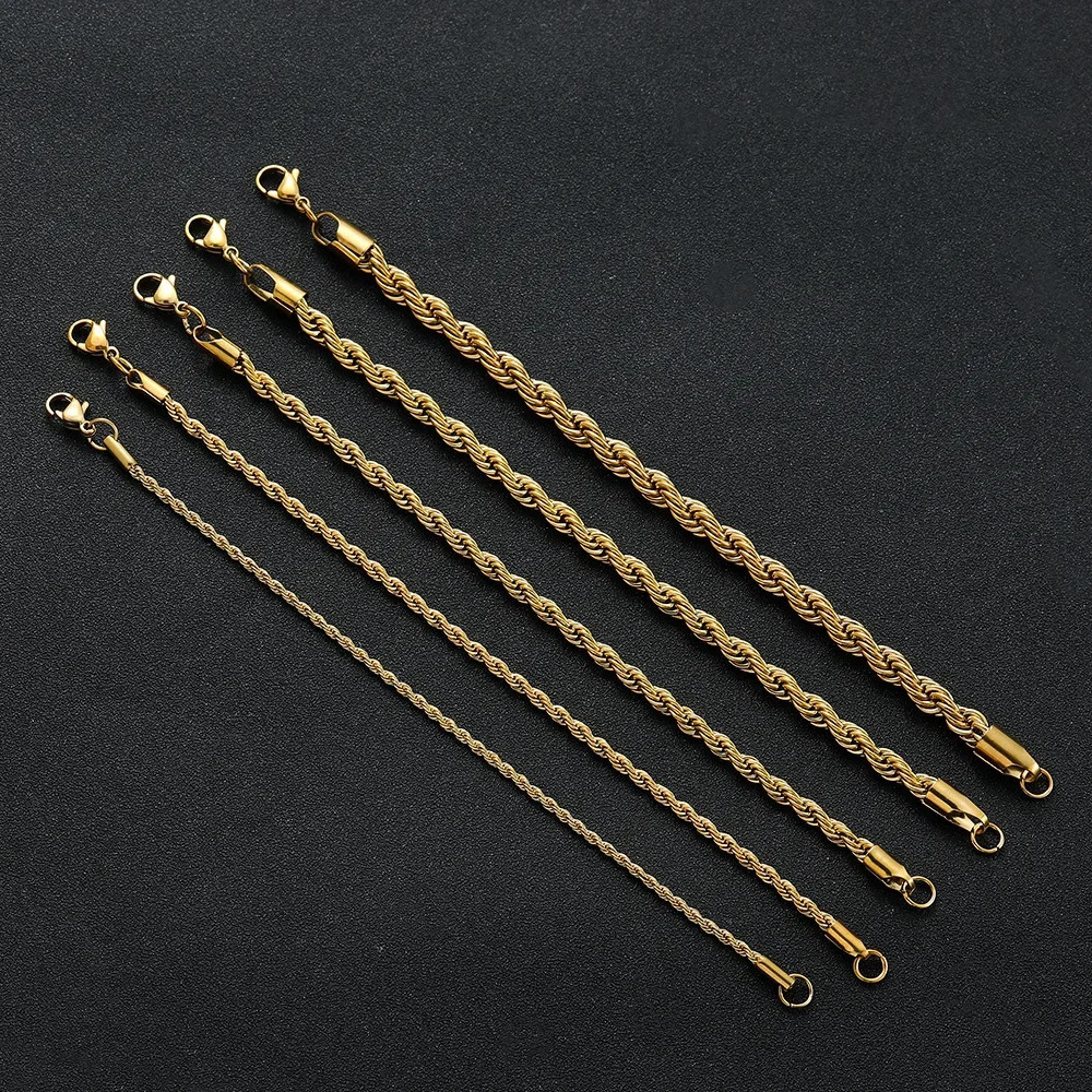 Stainless Steel Bracelet For Women Men 23456MM Gold Color Twisted Rope Chain Bangle Fashion Never Fade Jewelry Accessories 251113