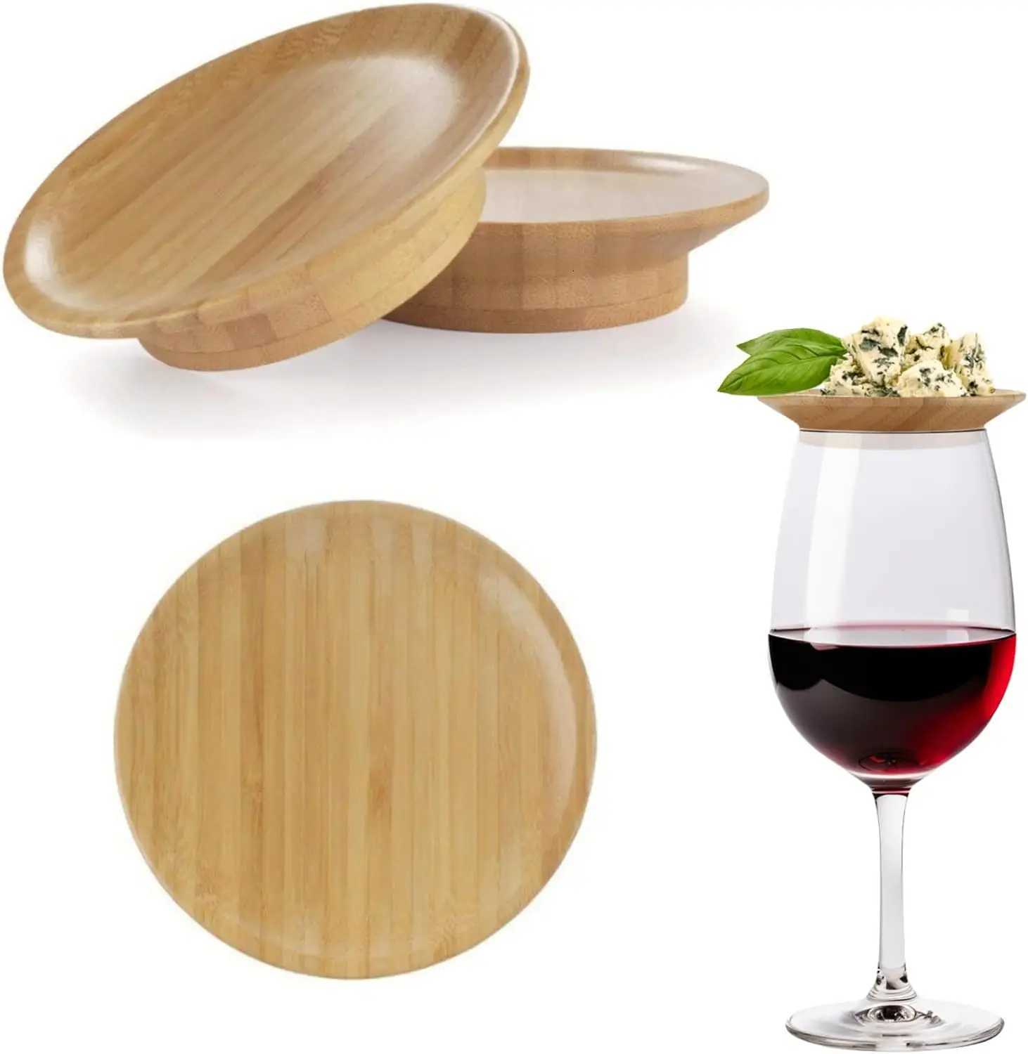 Wine Glass Charcuterie Topper Bamboo Wine Glass Cover Coasters Plate Drinking Glass Covers Wood Glass Toppers for Family Party C251122
