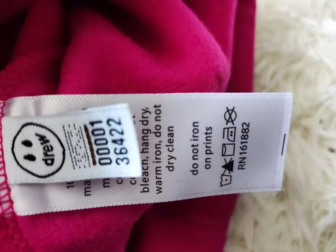 Drew House Justin Bieber's DREW smiling face fleece-lined hoodie for men and women loose-fitting street long-sleeve hooded sweater Rose